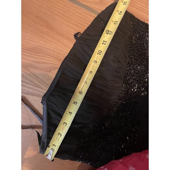 Vintage Versace Black Mini Dress M 8 Strapless Beaded Designer Cocktail Party - Picture 8 of 16